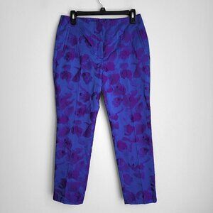 NWT Elie Tahari Melissa Ultraviolet Jacquard Straight Leg Cropped Pants